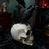 Resin Skull with Crow Ornament - Halloween Decoration and Gift