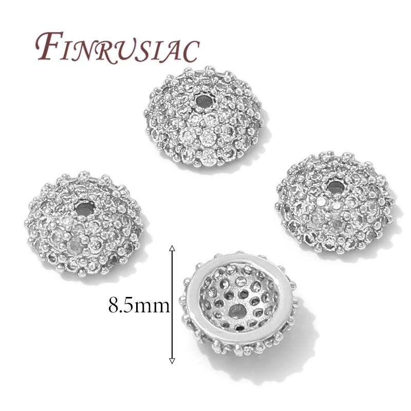 8.5mm Spacer Bead Caps 18K Gold Plated Brass with Zircon Flower Bead End Caps For Jewelry Making Supplies DIY Accessories