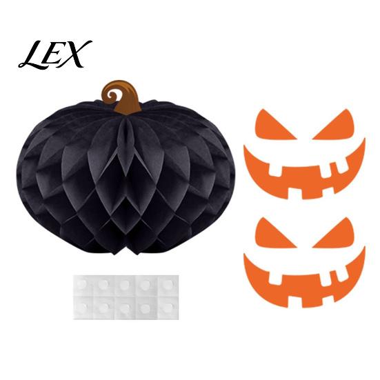 Decorative Paper Crafts Halloween Honeycomb Ornament, Pumpkin Spider Hanging Indoor Props Decoration for Home Office Classroom Holiday Party Supplies