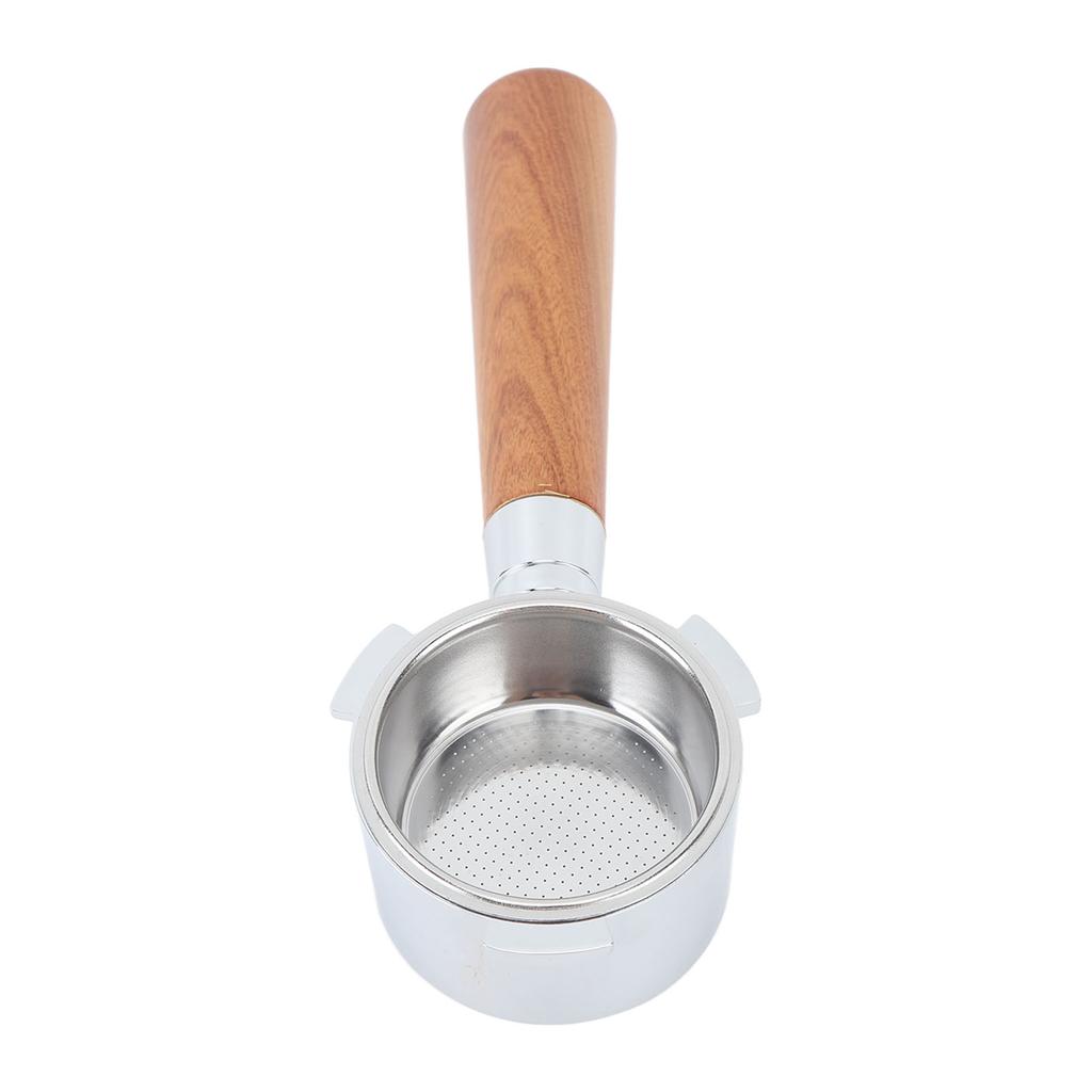 51mm Bottomless Portafilter Aluminum Alloy 3 Ears Bottomless Filter Holder Portafilter with Wooden