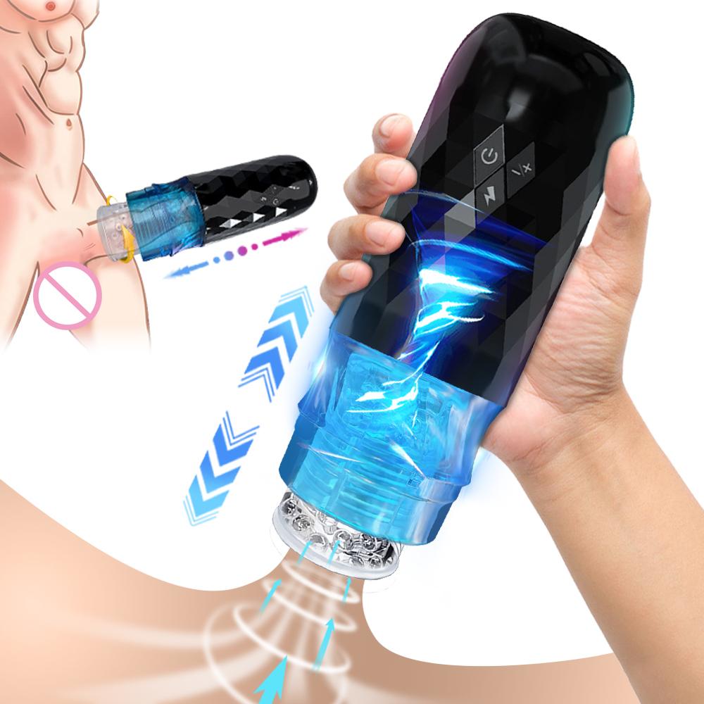 Telescopic Rotation Male Masturbator Cup Vagina Real Pronunciation Automatic Vibrating Masturbation Sex Toys for Adults Men 18
