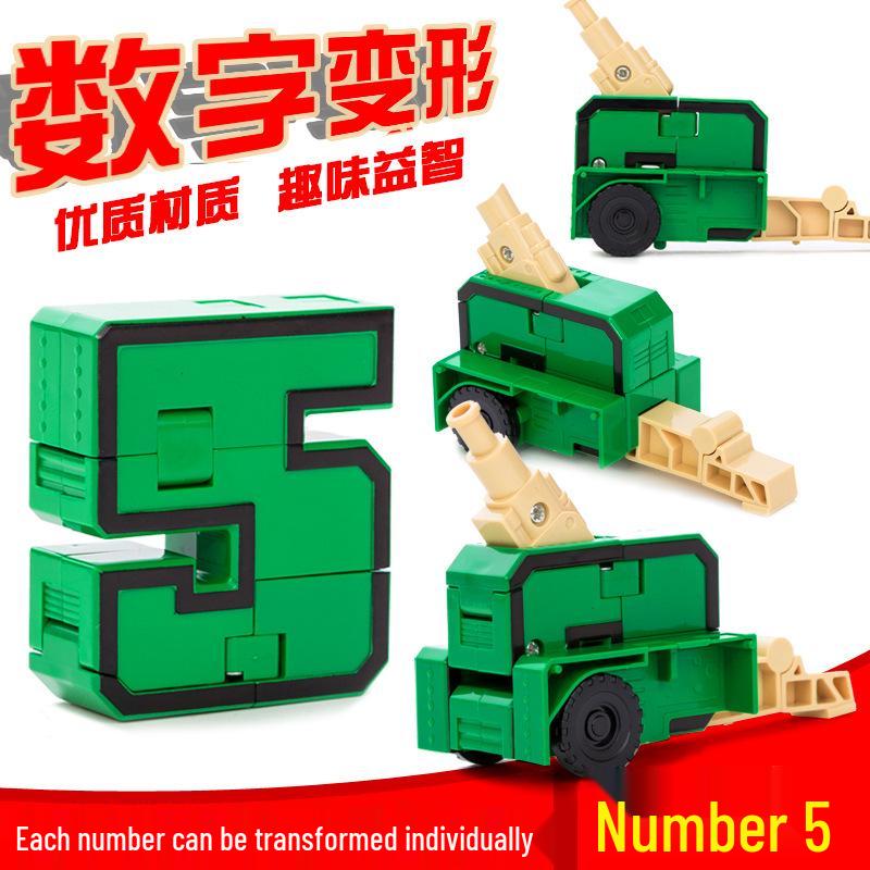 

Обучающая игрушка-робот-трансформер с цифрами для мальчиков 3-6 лет, 5-в-1, строительные блоки, подарок на день рождения 15*10*6CM