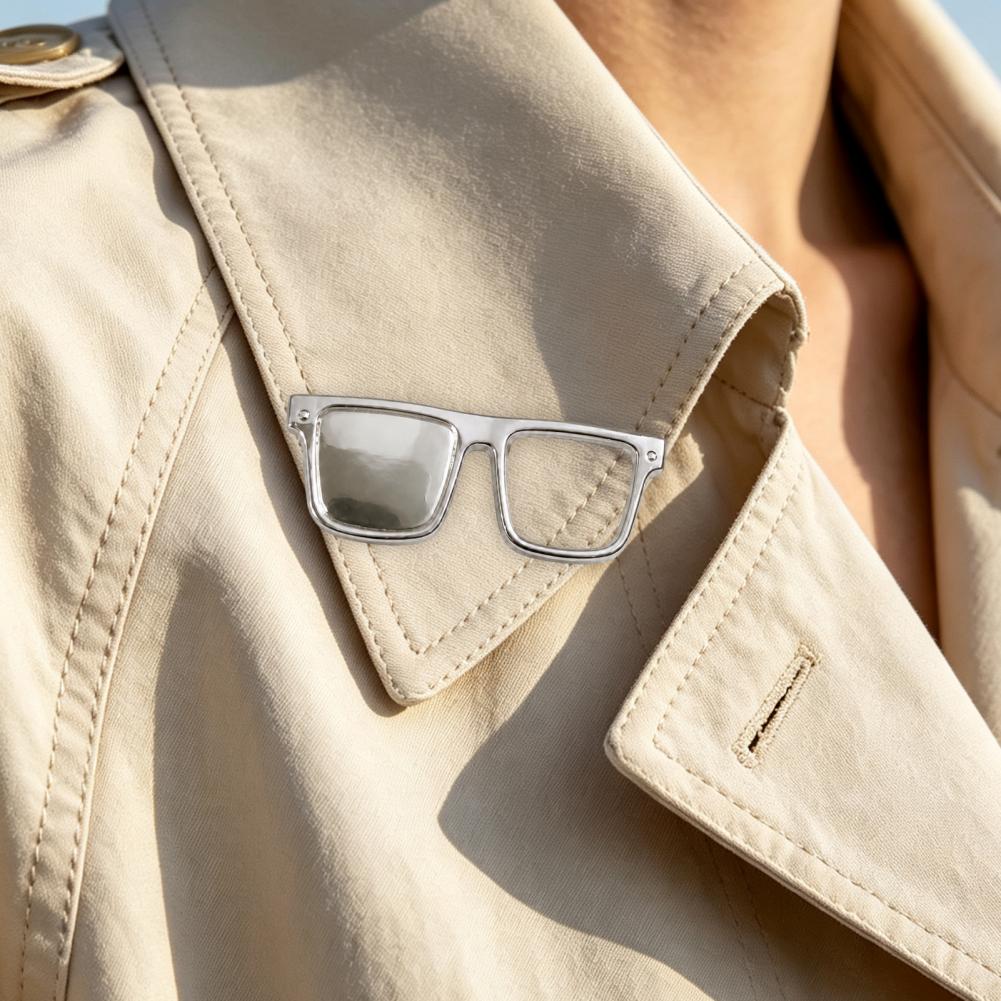 Metal Brooch Pin Clothes Eyeglass Pin Eyeglasses Holder Brooch Pin Zinc Alloy Square Frame Glasses Accessory Eyewear for Men