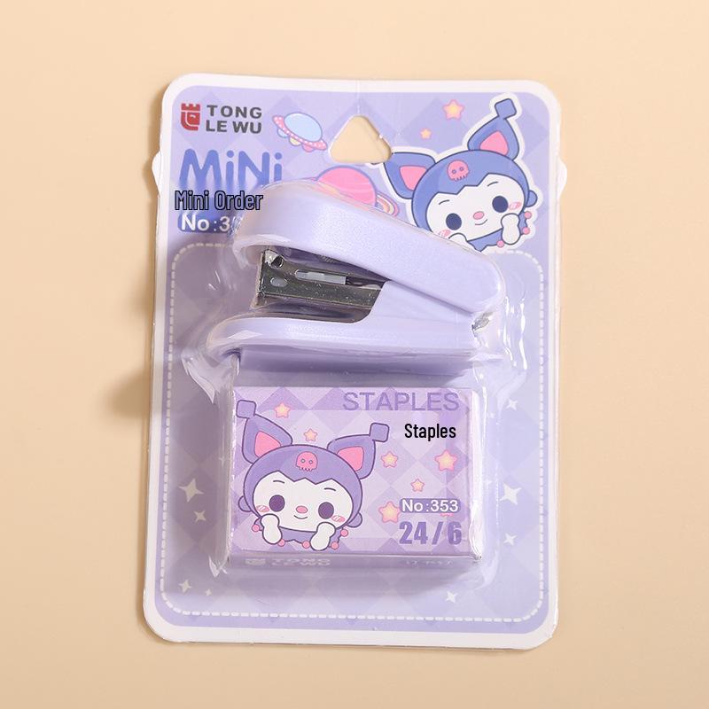 Портативный милый мультяшный мини-степлер для студентов и офиса фиолетовый