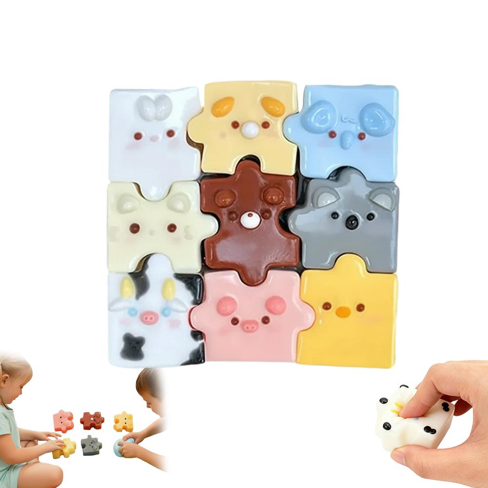 

9pcs New Silicone Puzzle Squeeze Toy: Stress-Relieving Cute Pet Animal Food Toy Squeeze Children s Puzzle Set 2026 New