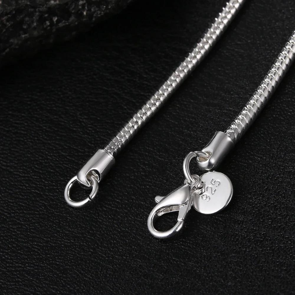 

Hot charms 925 Sterling Silver classic 3MM Snake Bone Chain Necklace For Women Men 16-30 inches Wedding Fashion Jewelry Gifts 16 inches 40 cm