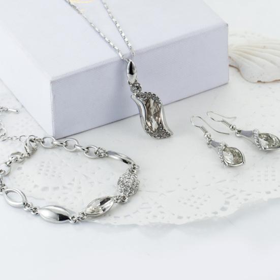 Kobiety Rhinestone geometryczny wisiorek naszyjnik bransoletka kolczyki zestaw biżuterii