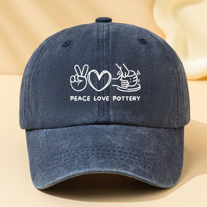 Peace Love Pottery Baseball Cap Adult Casual Polyester Print Baseball Hat Unisex Outdoor Camping One Size