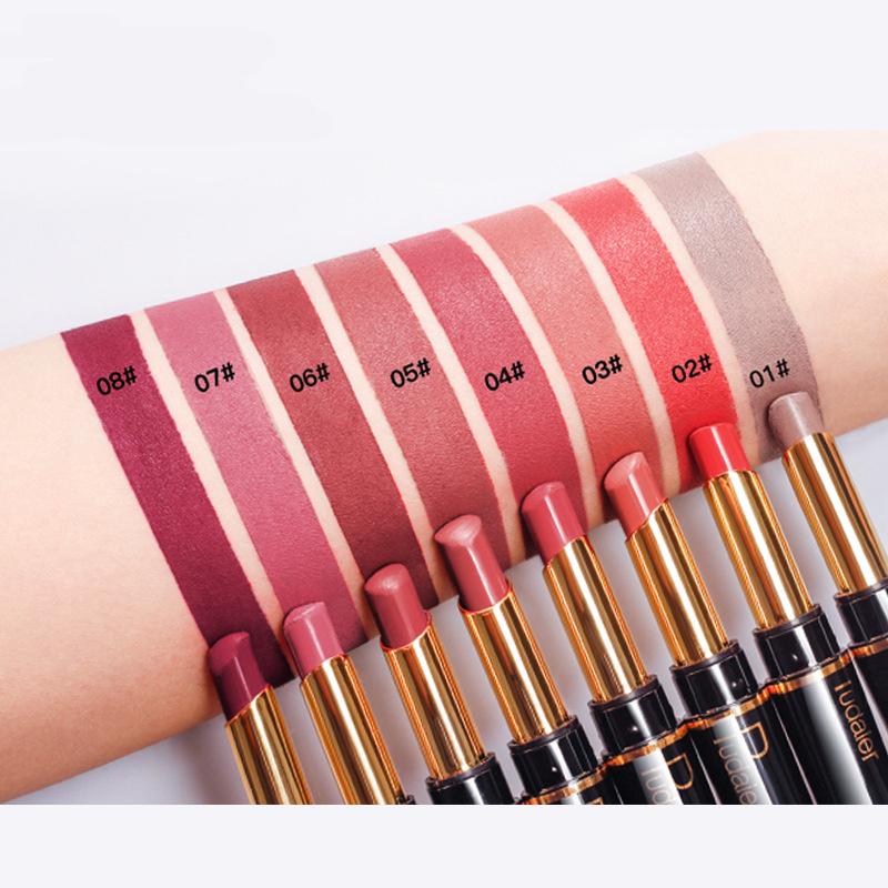 Dobbelhodet leppestift lipliner matt lipgloss 16 farger leppestift