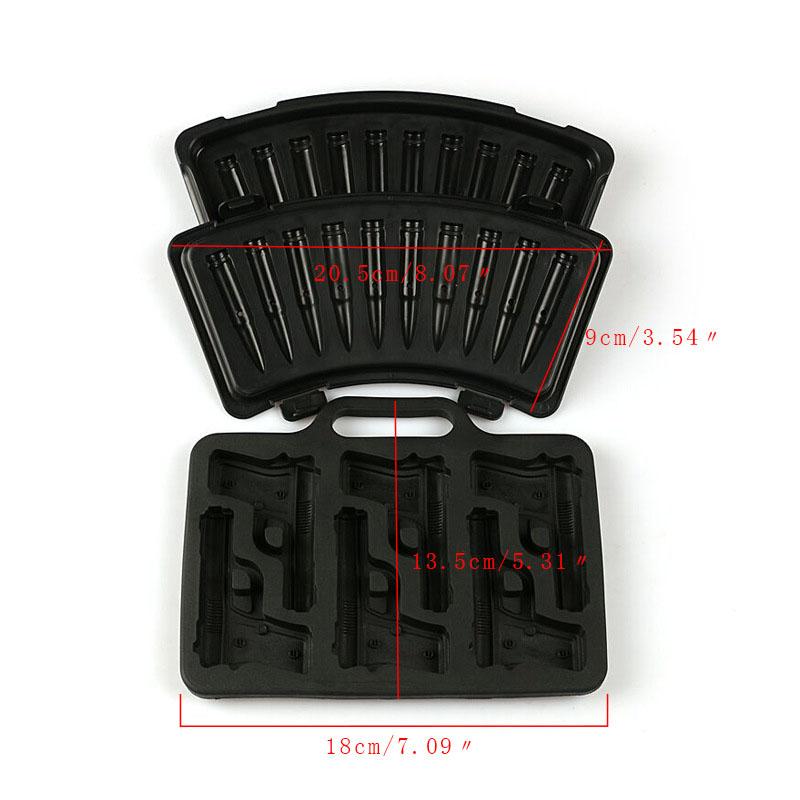 Silicone Toy Gun Ice Mold and Plastic Bullet Shaped Ice Cube Tray, Easily Detachable DIY Ice Cube Mold for Ice Cream Tools