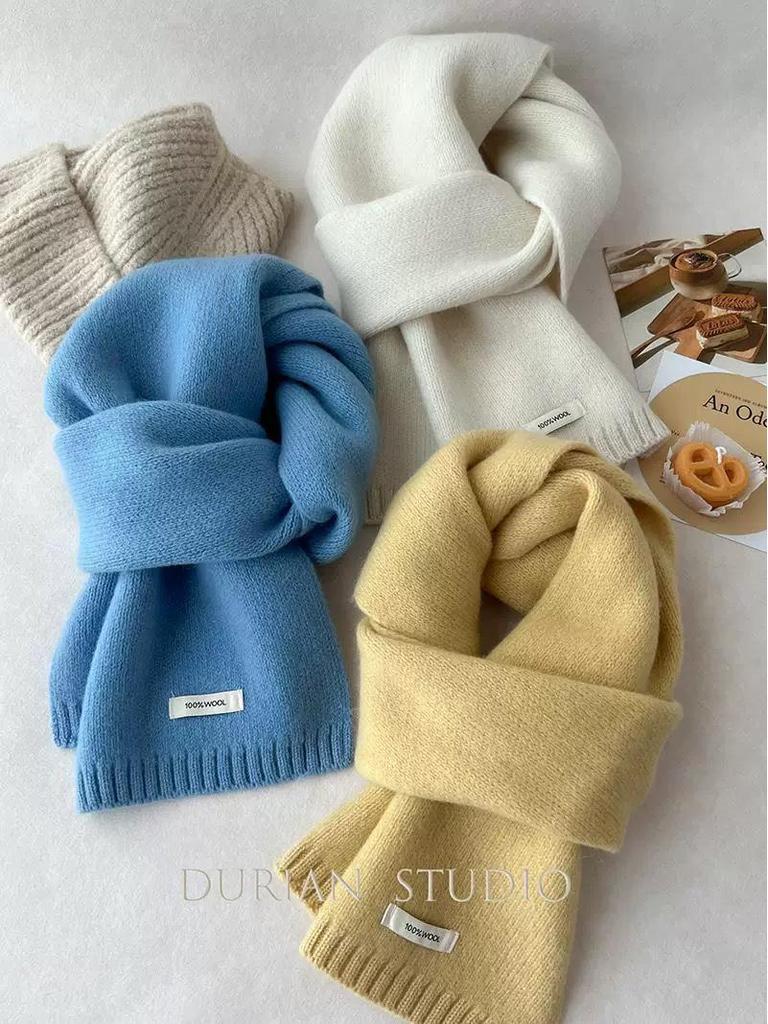 100% Pure Wool Knitted Scarf - Versatile Autumn/Winter Cashmere Neck Warmer for Couples