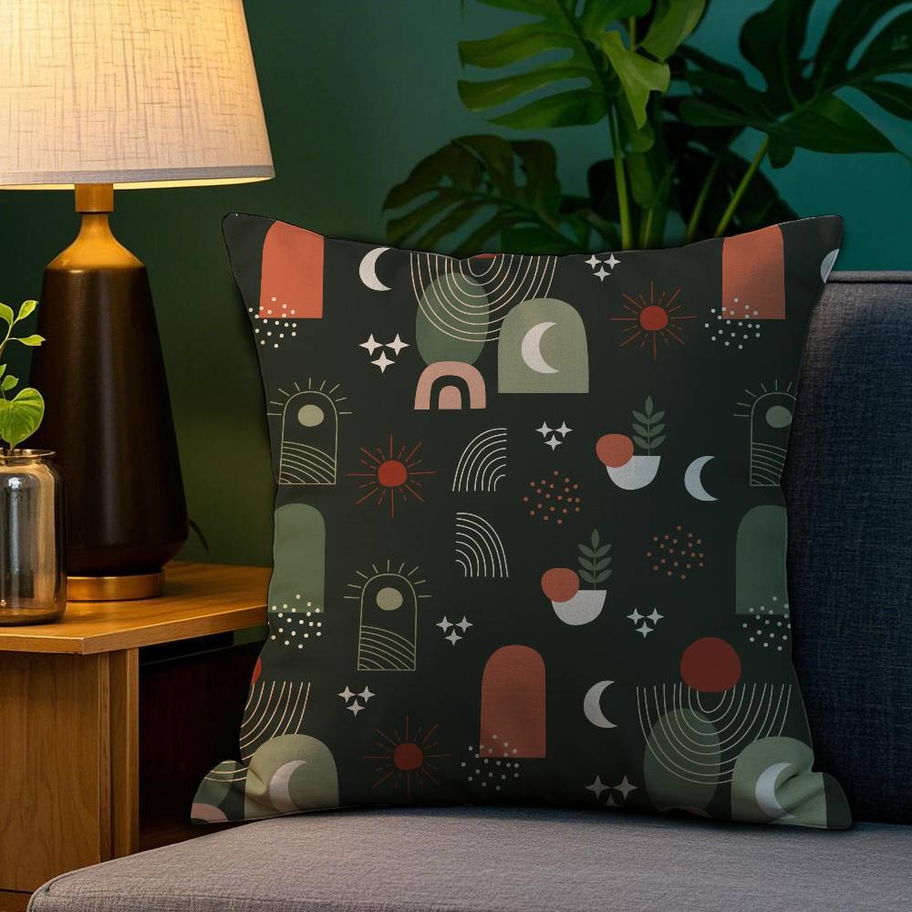 Home Decor Vintage Geometric Pattern Digital Print Pillowcase Pattern Cushion Cover Suitable for Sofa Bedroom Car Pillow Cover