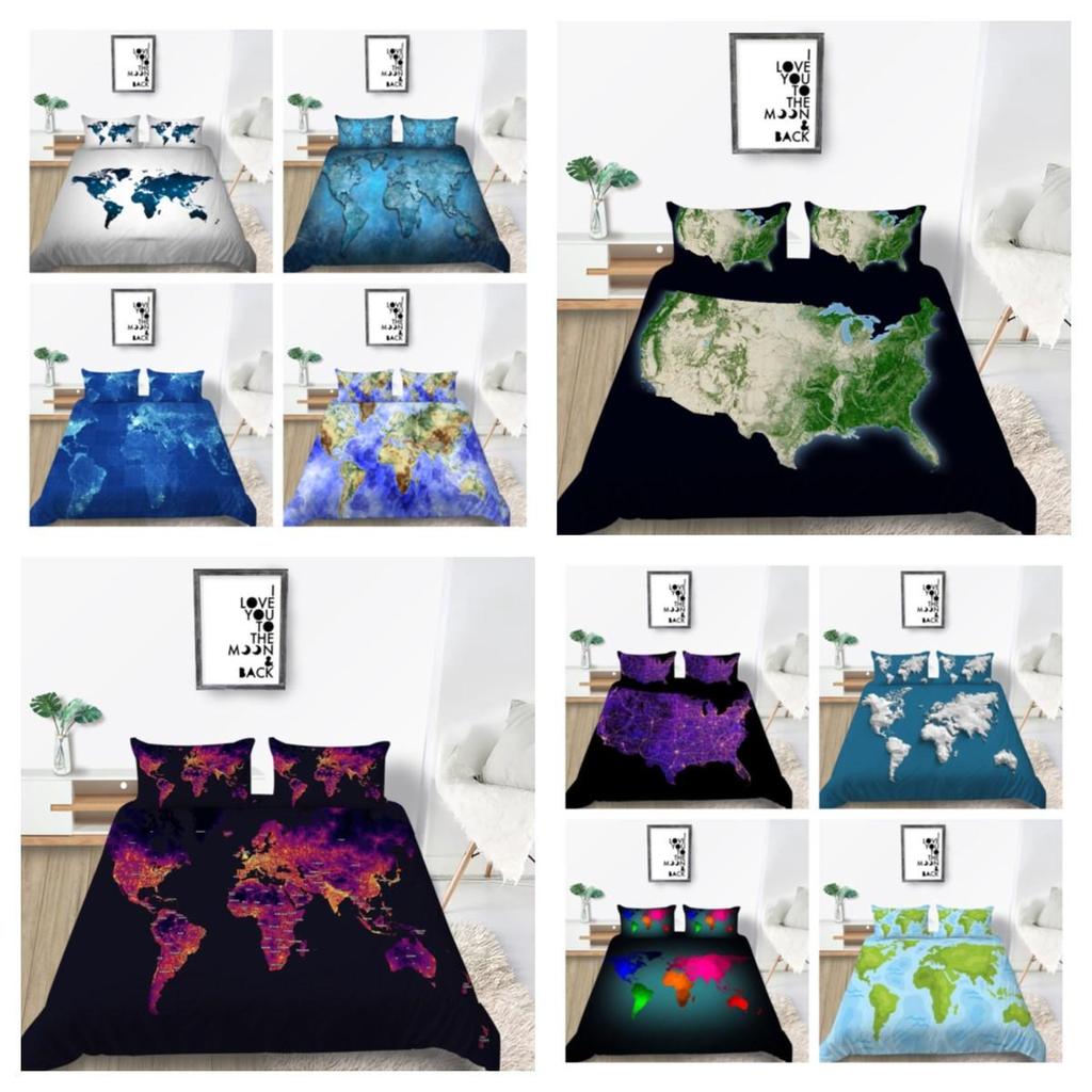 Nová móda Módní styl Sada povlečení Jedinečný design Sada povlaku na přikrývku Chlapci Dospívající King Queen Size Luxusní ložní prádlo Oblek Mapa Ložní soupravy