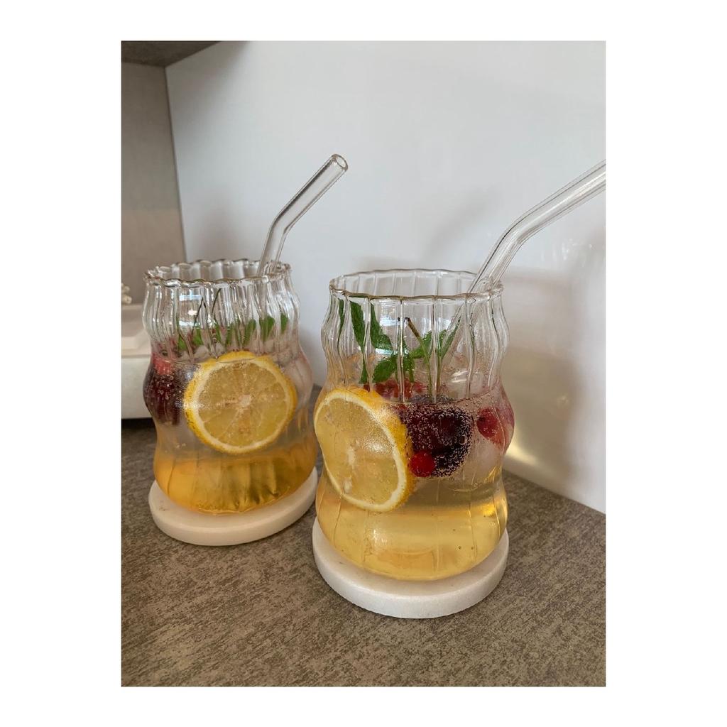 Heat Resistant Borosilicate Layered Long Twist Shaped Glass | Coffee And Presentation Cup - 1 Piece