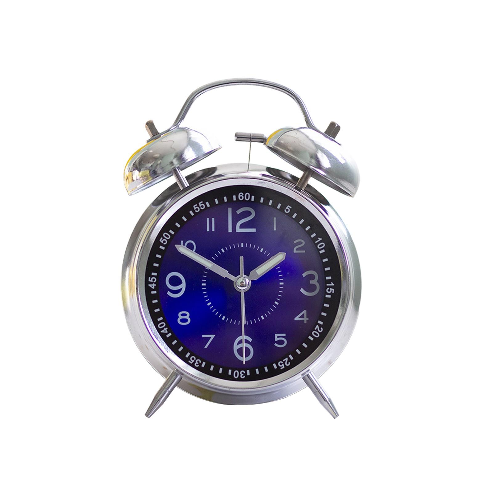 

Громкий будильник для тех, кто крепко спит, аналоговые металлические будильники с двумя колокольчиками, работающие от батареек, с подсветкой для спальни, старомодный настольный будильник One Size