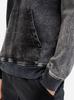 Men's Washed Black Jigga Wear Mini Hoodie Embroidered Logo Denim M