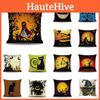 Elegant Cotton Linen Halloween Pumpkin Pillow Case For Home And Car Decor