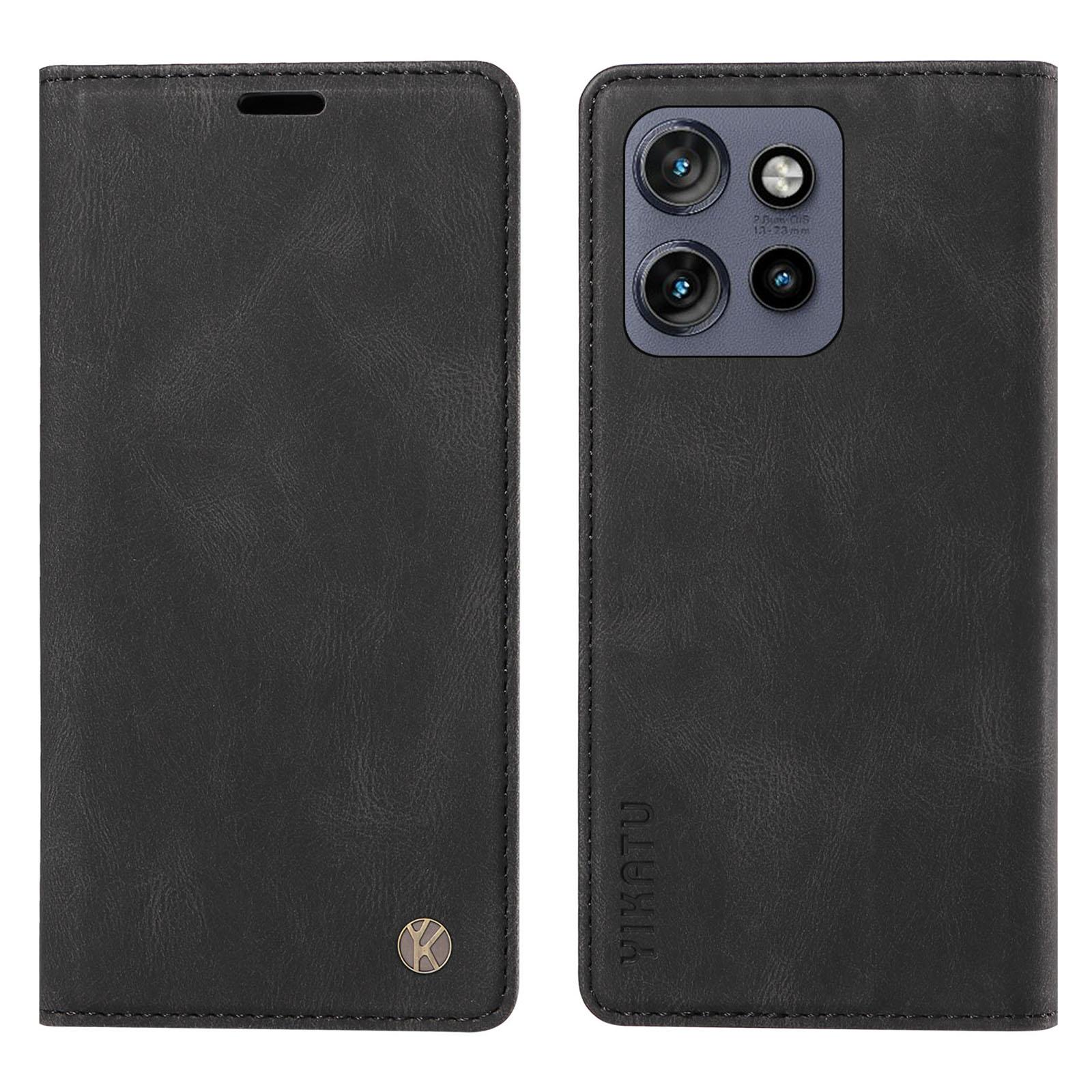 

YIKATU YK-004 For Motorola Edge 50 Neo 5G/Moto S50 5G/Thinkphone 25 5G Case Leather Skin-Touch Phone Cover Magnetic Auto-Absorbed Black