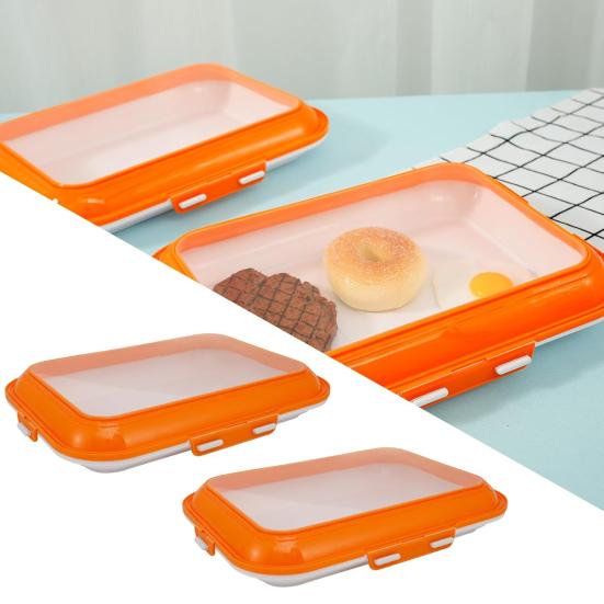 2Pcs Food Preservation Trays Reusable Food Storage Container with Lid Vacuum Sealed Stackable Tray for Picnic Travel