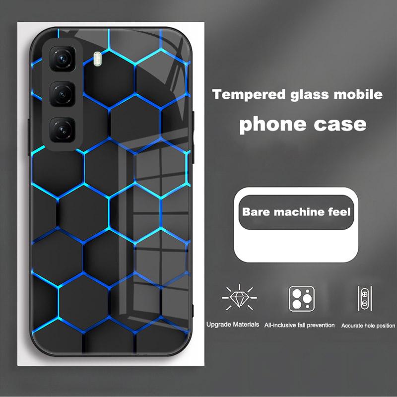 Handyhülle Für Infinix Hot 50 Pro Plus Hülle Harte PC Stoßfeste Abdeckung Gehärtetes Glas Hülle Hot 50 Pro+ Vollständige Schutzhülle Funda