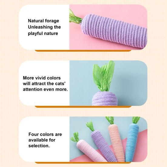 Rope Carrot Cat Toy Interactive Cat Chew Toy Carrot Shape Cat Rope Toy Kitten Teething Toy for Indoor Cats Biting Chewing Keeping