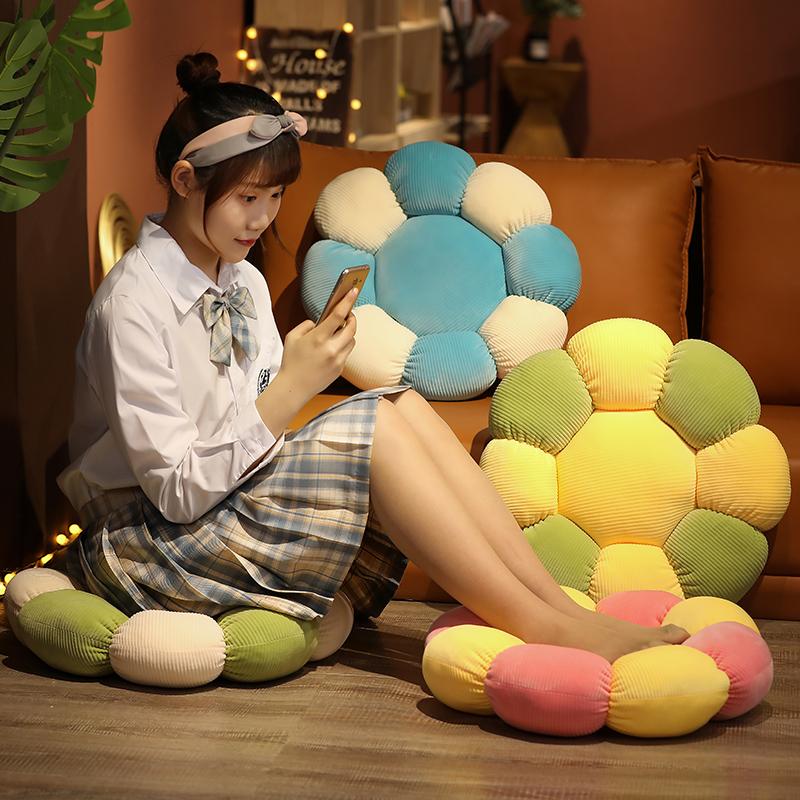 Bonito 1PC 38/52CM Fofo Colorido Flor Pelúcia Almofada Brinquedo Macio Kawaii Planta Boneca de Pelúcia Cadeira Sofá Almofada Decorativa Tapete de Chão