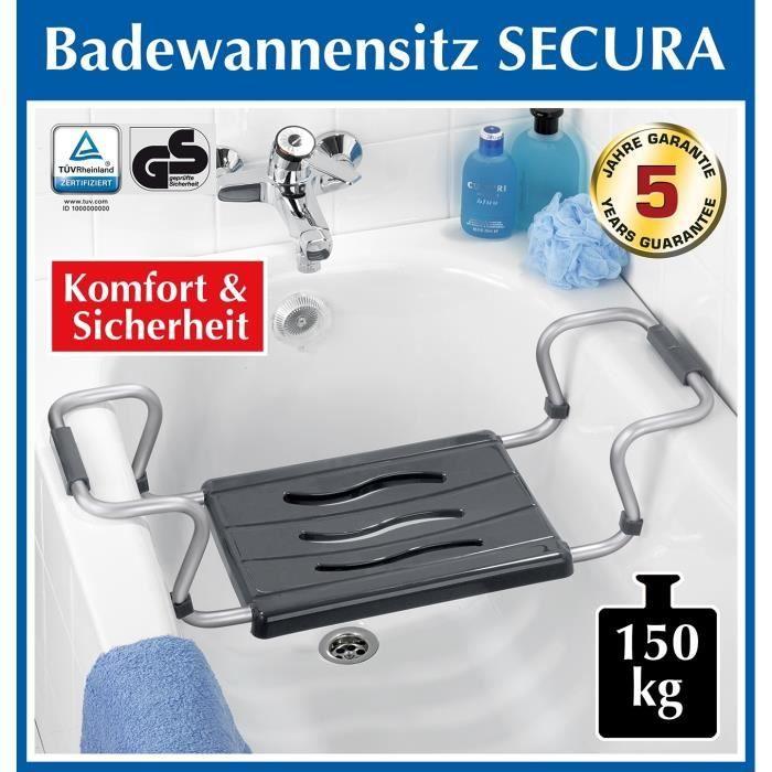 Wenko siège baignoire, siege baignoire adultes, personnes agées, longueur ajustable, capacité de charge 120 kg, aluminium-plastique