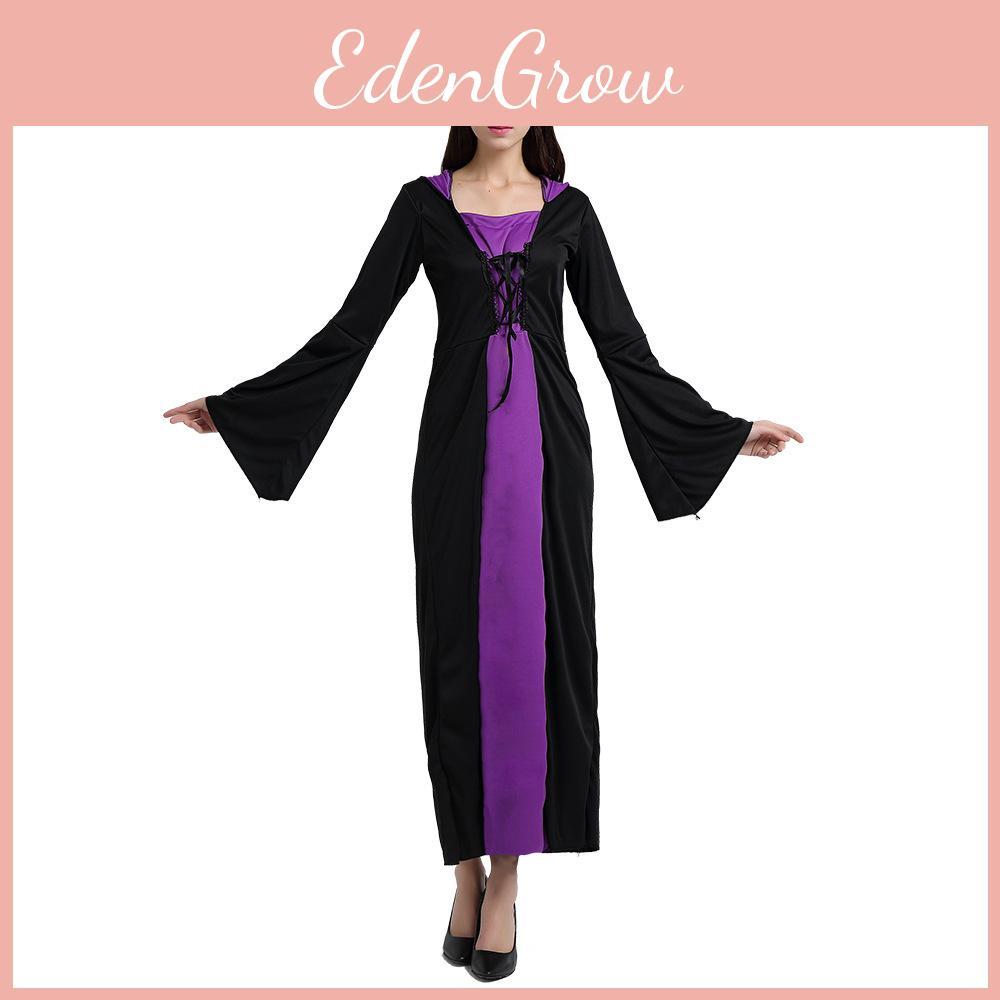 Mystical Dark Wizard Roleplay Outfit For Women Featuring Elegant Purple Design