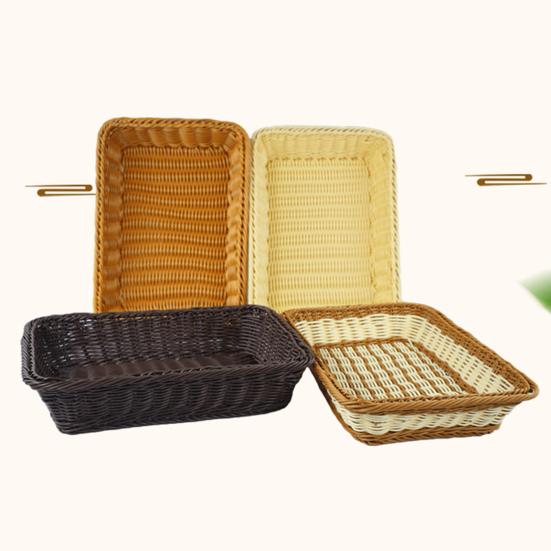 Yousheng Woven Fruit Basket Stackable Easy Clean Bread Storage Baskets Handmade Storage Bin for Pantry Kitchen Table Rustic Home Decor