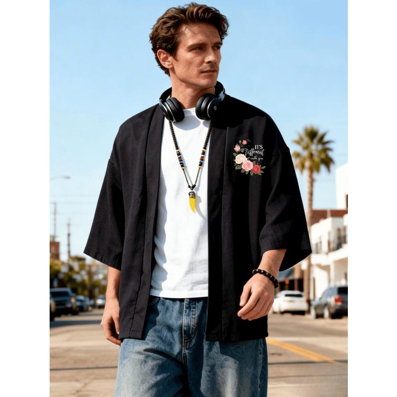 

Мужское японское кимоно с коротким рукавом S чёрный