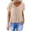 Moda Donna Casual Estate Primavera Colore Solido Stampa Manica Corta Scollo a V Camicette Camicie