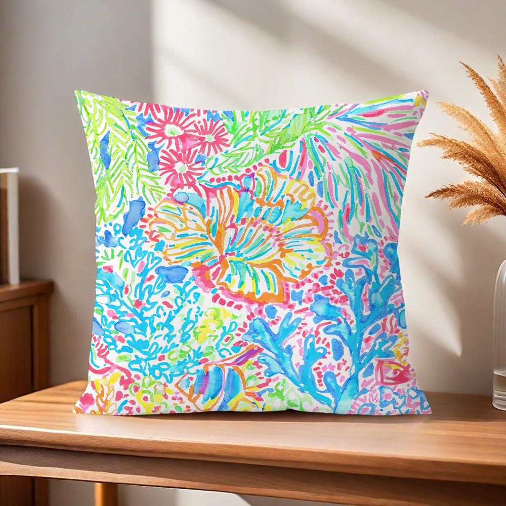 Soft Pillow Case for Sofa Living Room Home Colorful L-Lilly Decor Protective Cover P-Pulitzer Gorgeous Without PillowInsert