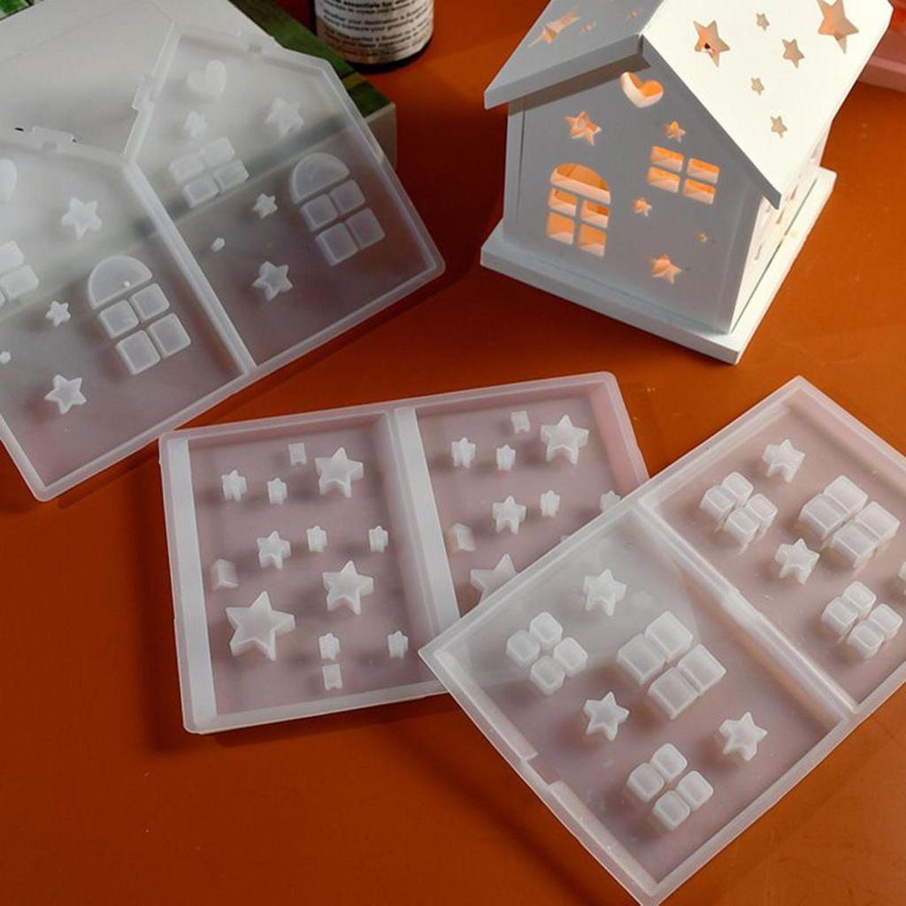 Christmas House Love Silicone Candle Base Molds DIY Gypsum Decorative Candle Holder Resin Craft for Home Desktop Ornament