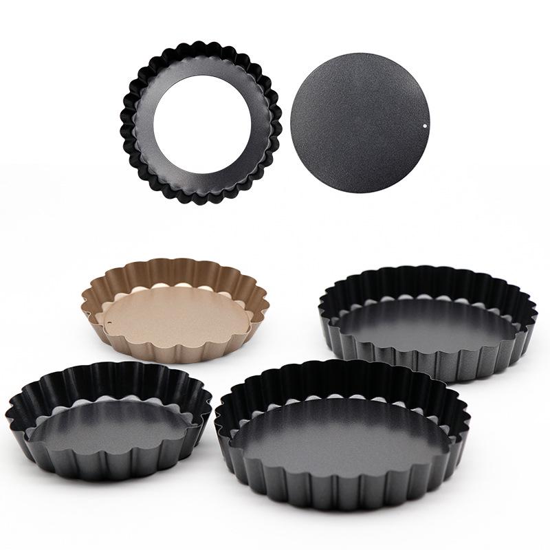 Movable Bottom Carbon Steel Chrysanthemum Tart and Pie Pan, 3/4/5 Inch Egg Baking Molds