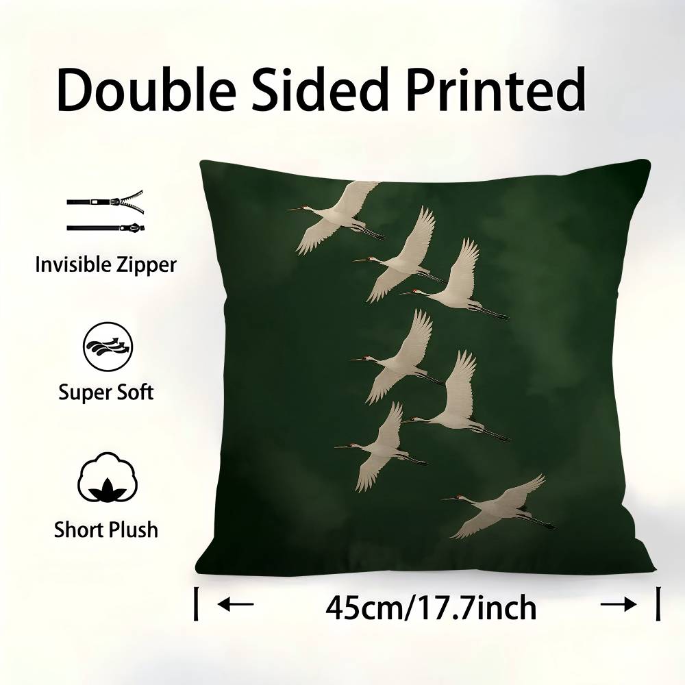

Sage Green Cranes Cushion Cover Pillowcase Upholstery Sofa Throw Pillow Home Decor Pillowcas 30x30 cm