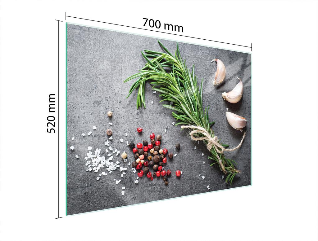 PLACA PROTECTORA DE CRISTAL PARA COCINA 70x52 ESPECIAS