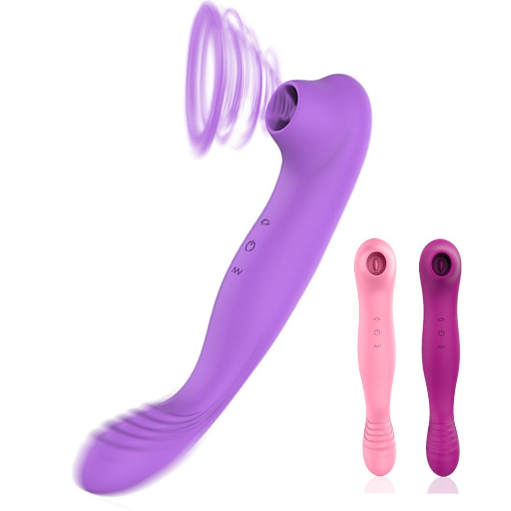 Charging Sucking Tongue Licking G-Spot Vibrator Double-Headed Female Masturbation Massage Vibrating Spear Adult Products
