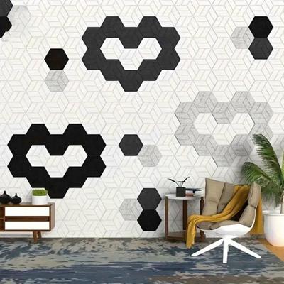 Yousheng 12Pcs Felt Soundproof Wall Panel Self-Adhesive Sound Absorbing High Density Thick Acoustic Foam Panel Home Studio Hexagon Noise Reduction
