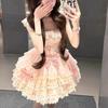 Robe Élégante Kawaii Lolita Douce Japonaise pour Femmes Y2k Design à Nœud Mini Robe de Princesse Dentelle Féminine Tenues Chic pour Anniversaire