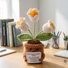 Emotional Support Crochet Flower Handmade Small Potted Lily of The Valley with Affirmation Card Inspirational Knitted Flower Gifts