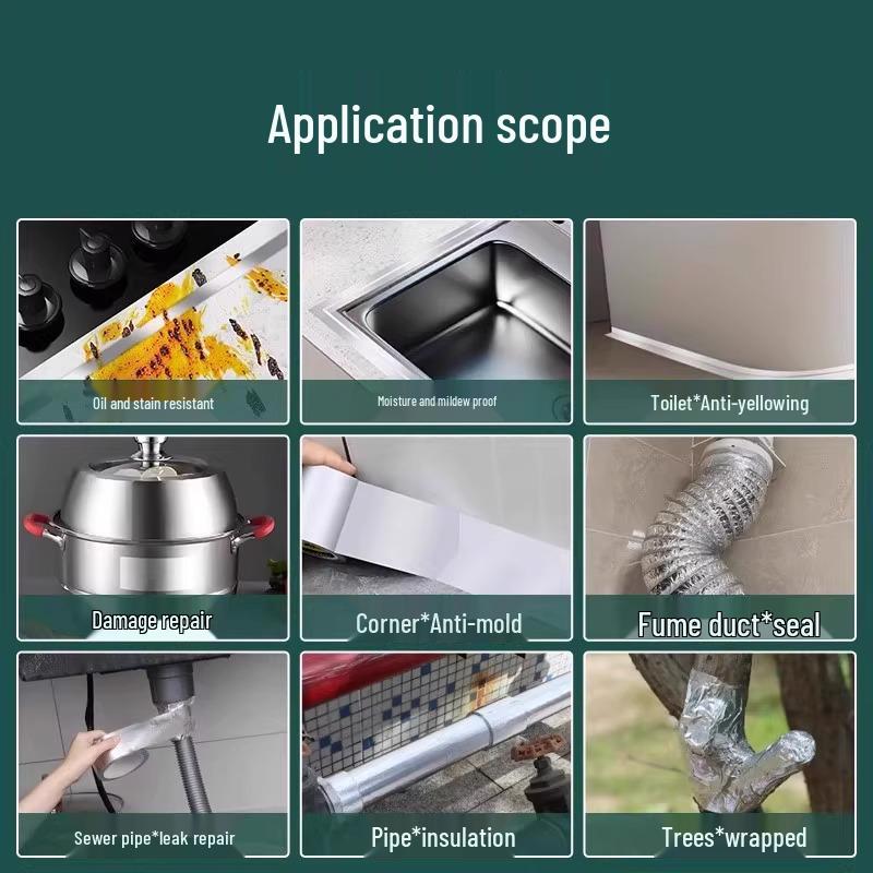 High-Temperature Resistant Aluminum Foil Tape: Oil, Water, and Mildew-Proof Seam Filler for Kitchen Stoves and Sink Counters