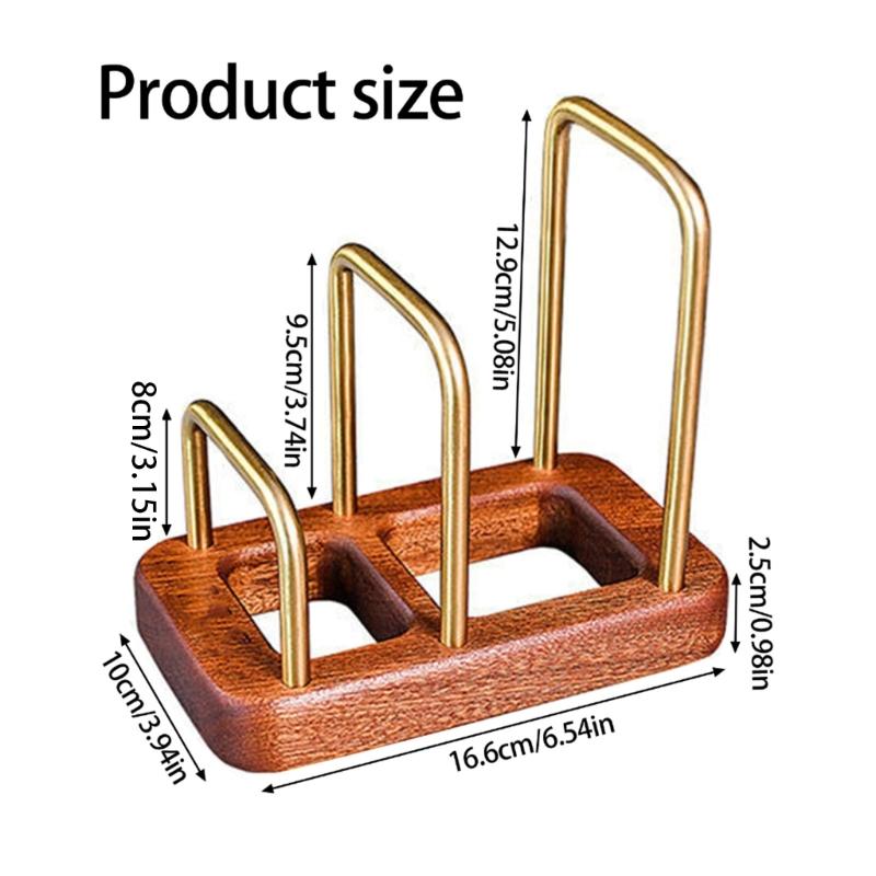 Prostorově úsporný držák na krájecí prkénka s protiskluzovou dřevěnou základnou, úložný stojan na desku na krájení na pracovní desku