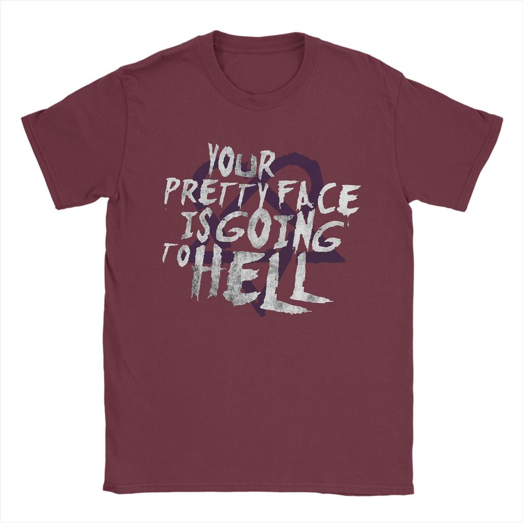 Him Band Your Pretty Face Is Going To Hell T-Shirts for Men  Vintage Pure Cotton Tees Short Sleeve T Shirts Printed Clothing