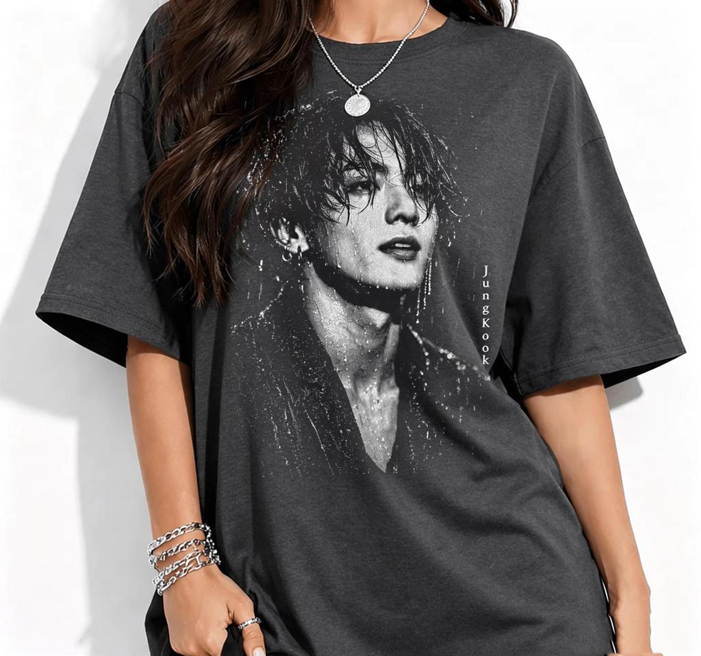Jungkook T-shirt Koreansk BTS Pop Idol Jungkook Musikfläkt Present 2026 Sommar Unisex Mode Bomull Y2K Lös För Kvinnor Och Män Bekväm T-shirt