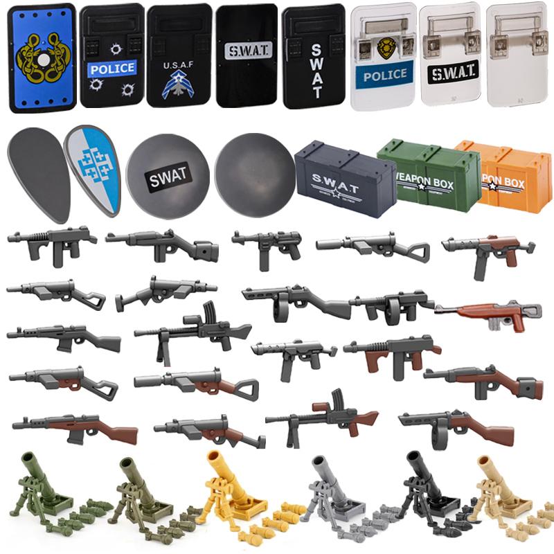 Military Building Blocks Accessories Soldier Figures Weapons Box Rifle Submachine Gun AKM Shield Mini Brick Toy K003 Gift