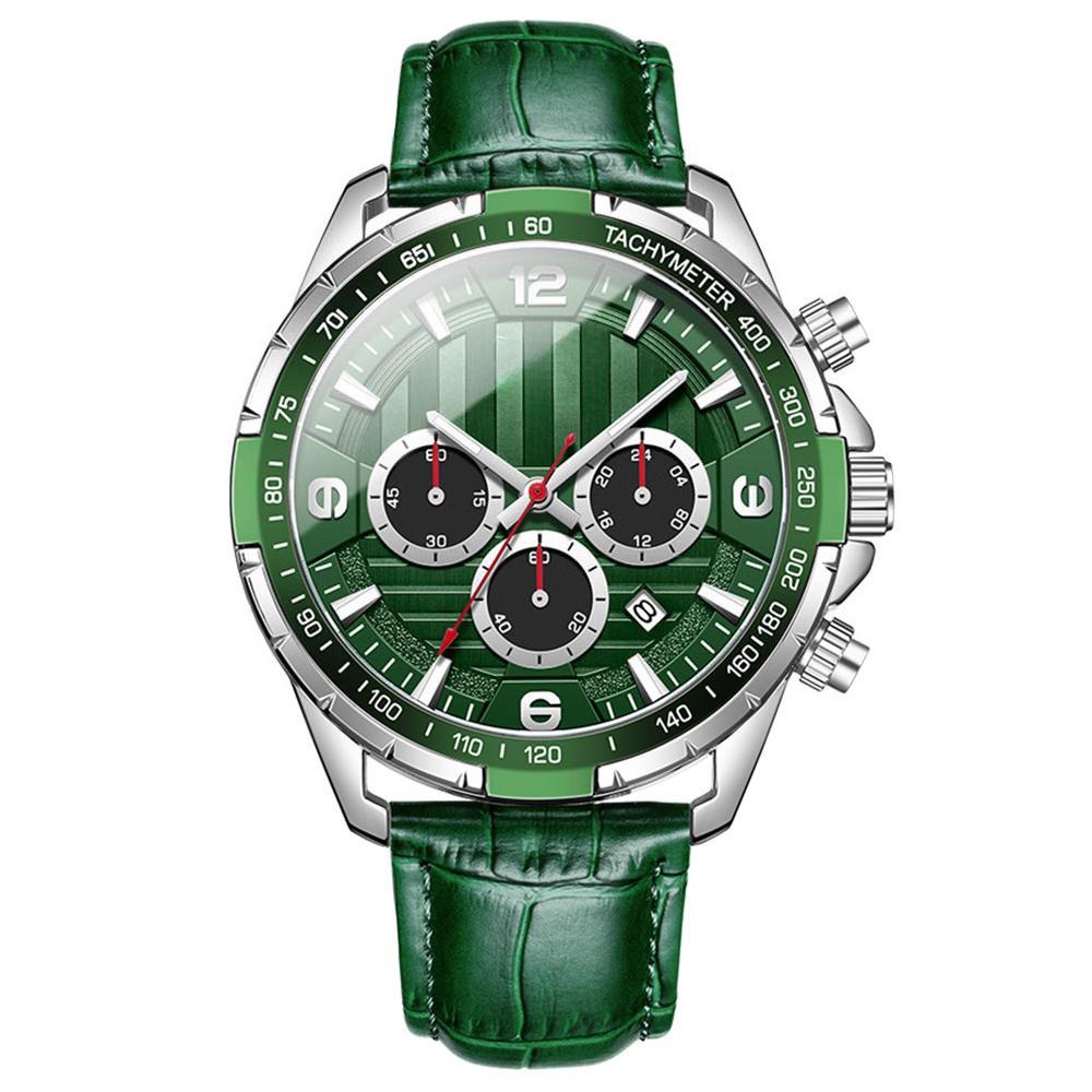 Chronograph Watch Waterproof Quartz Wristwatch Sports Leather Watches