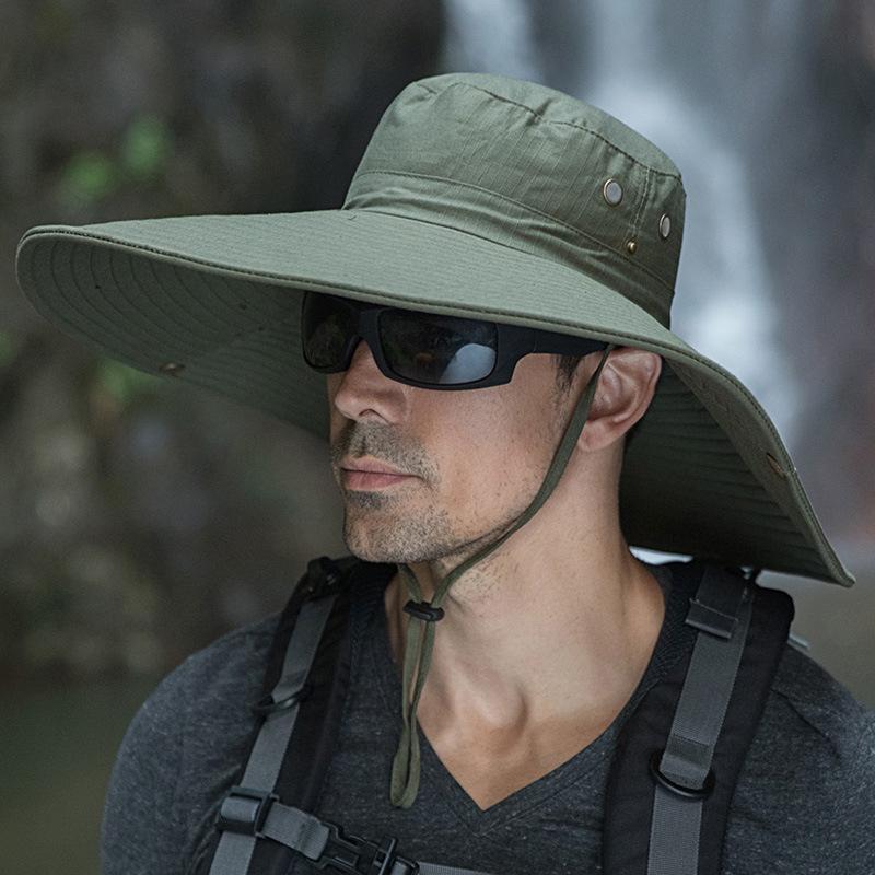 Camouflage big edge bucket hat men's hat summer shade sun protection hat enlarged brim sun hat travel fishing hat