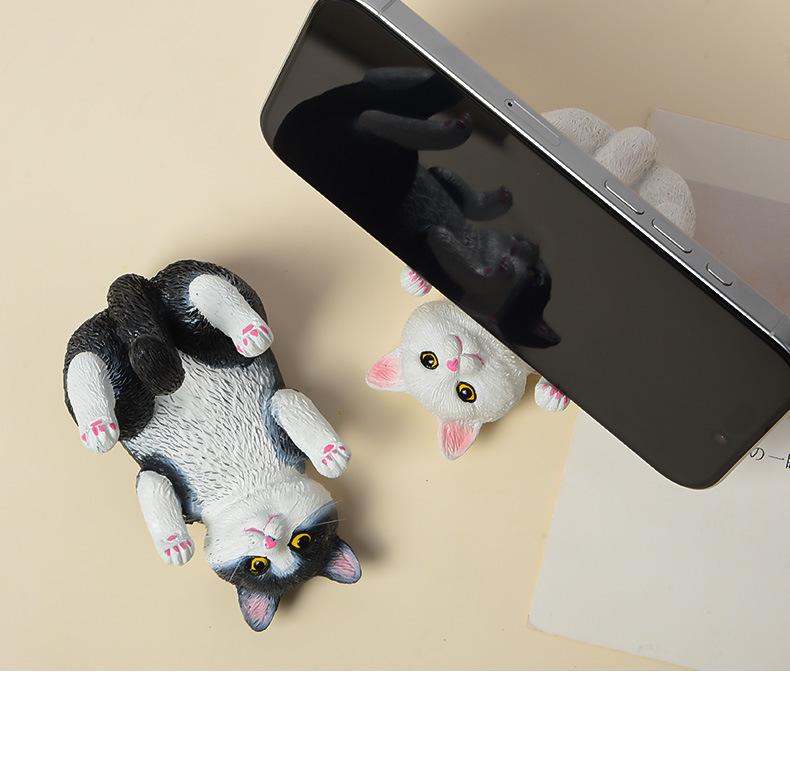 Resin Adorable Tabby Orange Cat Phone Holder Ornament
