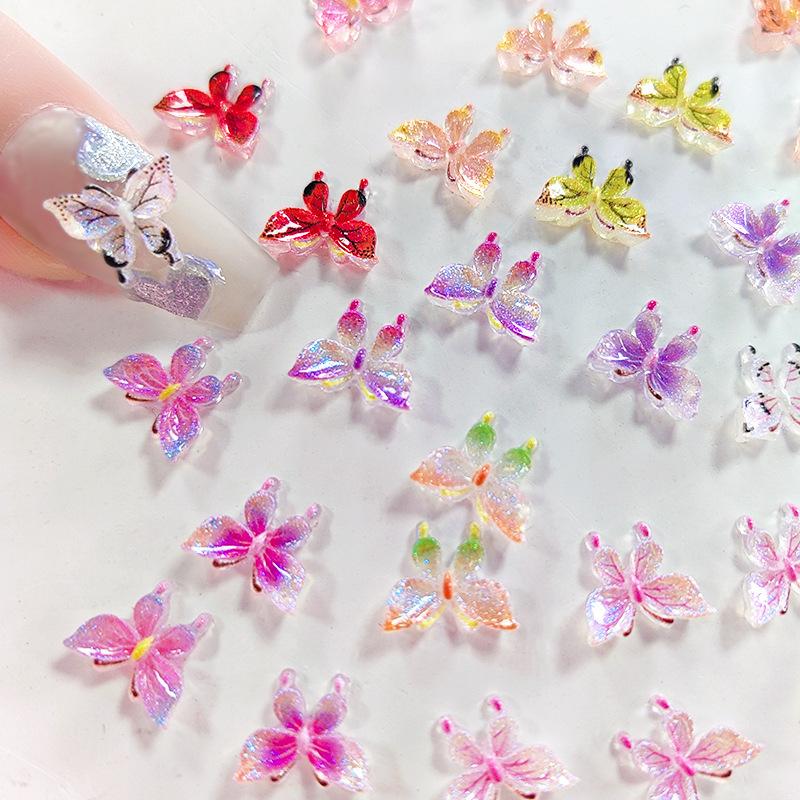 100Pcs Sylph Butterfly Nail Art Accessories - 3D Night-Light Butterfly DIY Nail Decoration