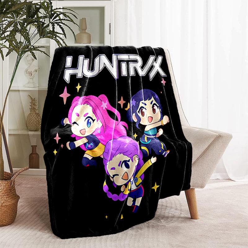 1pc Blanket Kpop Hunter12 Print Design, Lightweight Blanket for Sofa, Bed- Soft &Warm, Gift for All Seasons like Christmas, Halloween